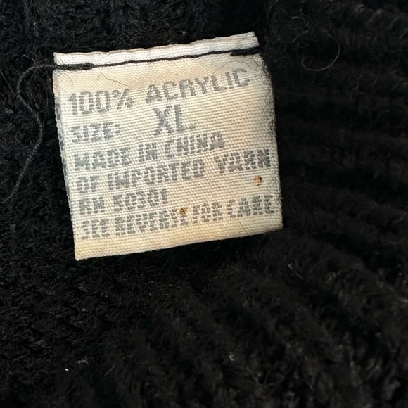 Vintage Oversized Rose Embroidered Cross Stitch Mock Neck Long Sweater Size XL - Picture 7 of 8